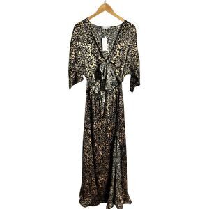 NWT Baltic Born Moriana Maxi Dress Women L Leopard Print Wedding Quest Vacation